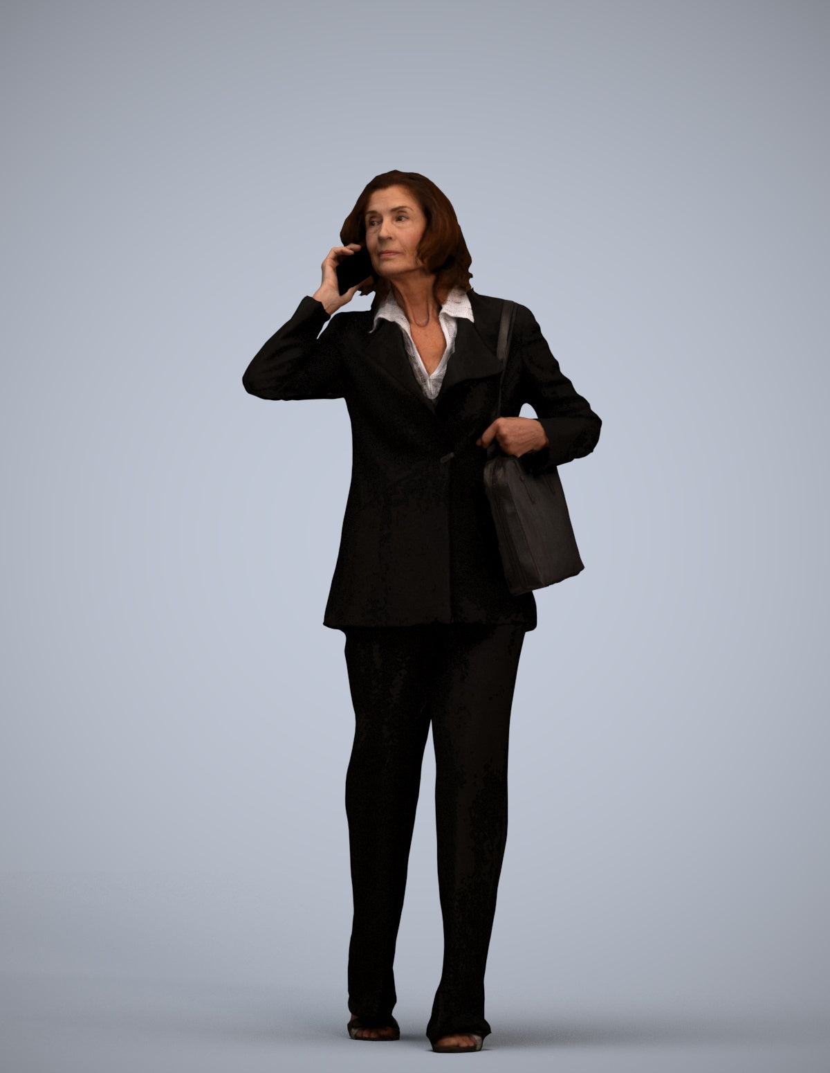 scanned 3D senior woman business walking, photogrammetry people for Enscape and V-Ray
