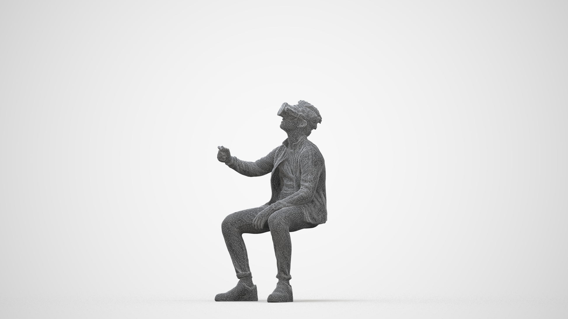 3D people model boy casual kids, scanned human for 3ds Max rendering, wireframe back view