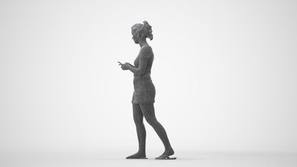 realistic 3D human woman casual standing, archviz people FBX OBJ for Blender, square thumbnail
