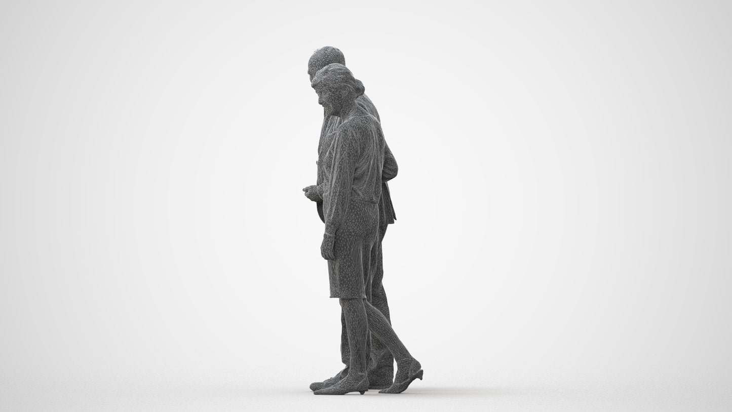 realistic 3D people senior woman business couple, render-ready for V-Ray and Corona, FBX OBJ, square thumbnail