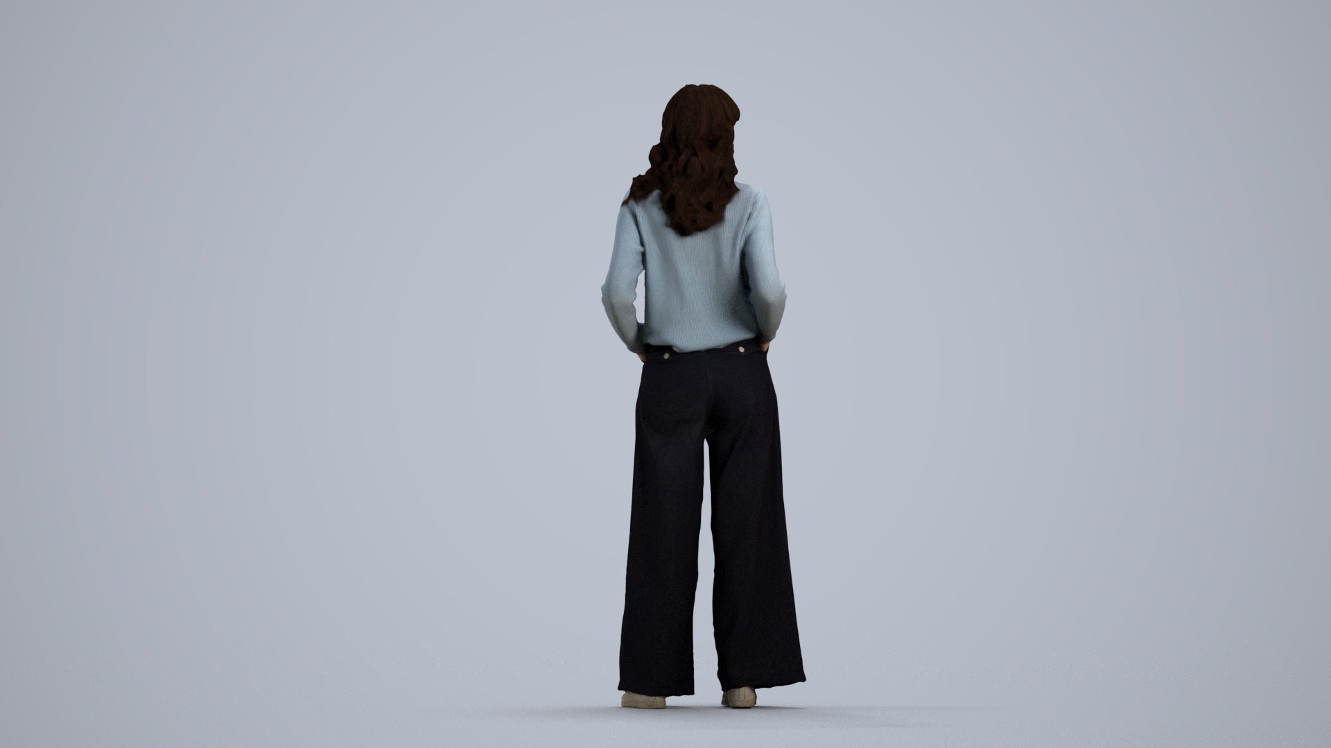 scanned 3D woman casual standing, photogrammetry people for Enscape and V-Ray, front view render