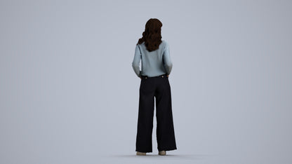scanned 3D woman casual standing, photogrammetry people for Enscape and V-Ray, front view render
