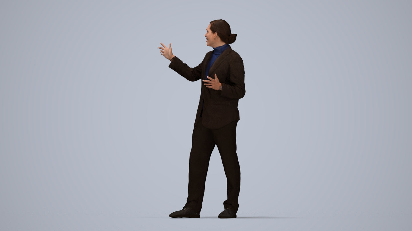 realistic 3D human man business, archviz people FBX OBJ for Blender, top-down view render