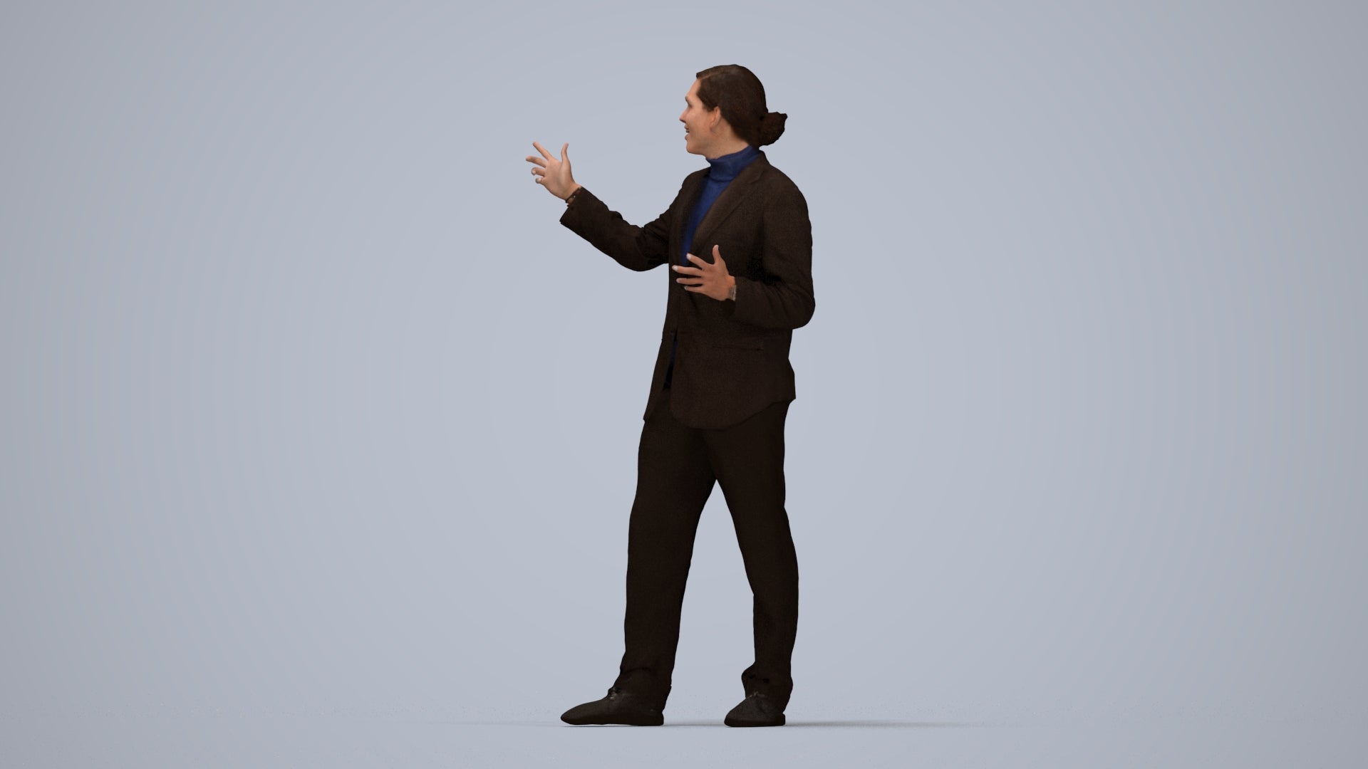 realistic 3D human man business, archviz people FBX OBJ for Blender, top-down view render