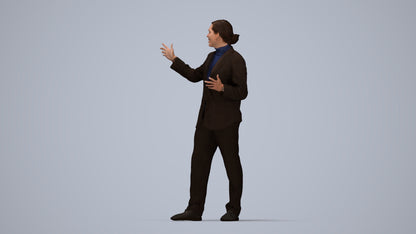 realistic 3D human man business, archviz people FBX OBJ for Blender, top-down view render