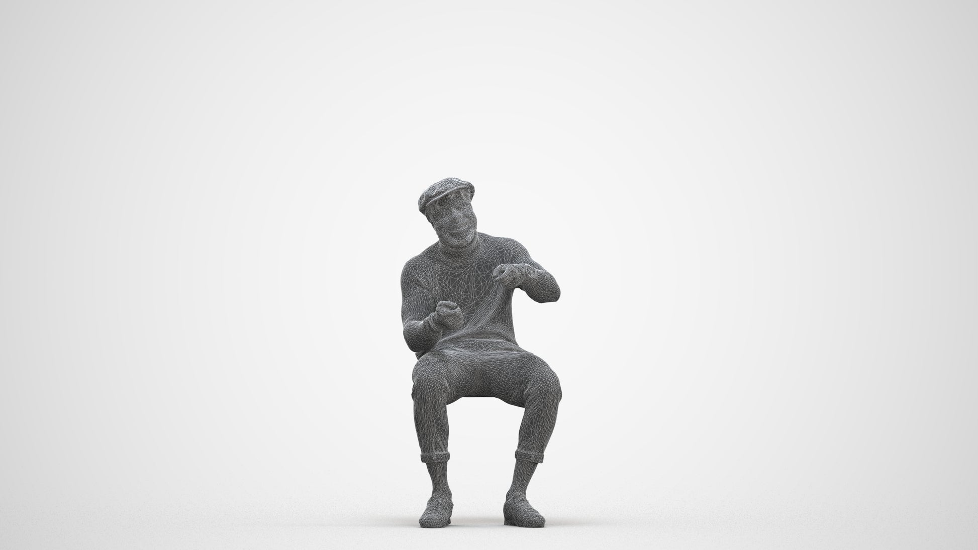 3D scanned man sitting casual, photorealistic archviz people for Enscape and SketchUp, three-quarter front view render