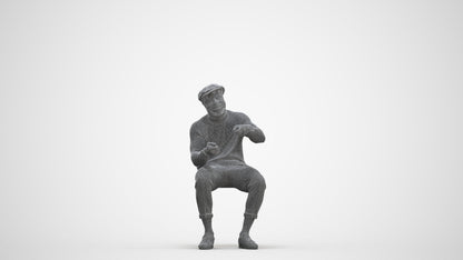 3D scanned man sitting casual, photorealistic archviz people for Enscape and SketchUp, three-quarter front view render
