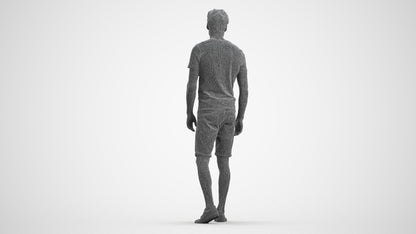 photogrammetry 3D man casual walking, realistic human model archviz FBX, wireframe front view