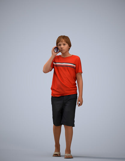 3D human model boy casual kids, photogrammetry scanned person for archviz