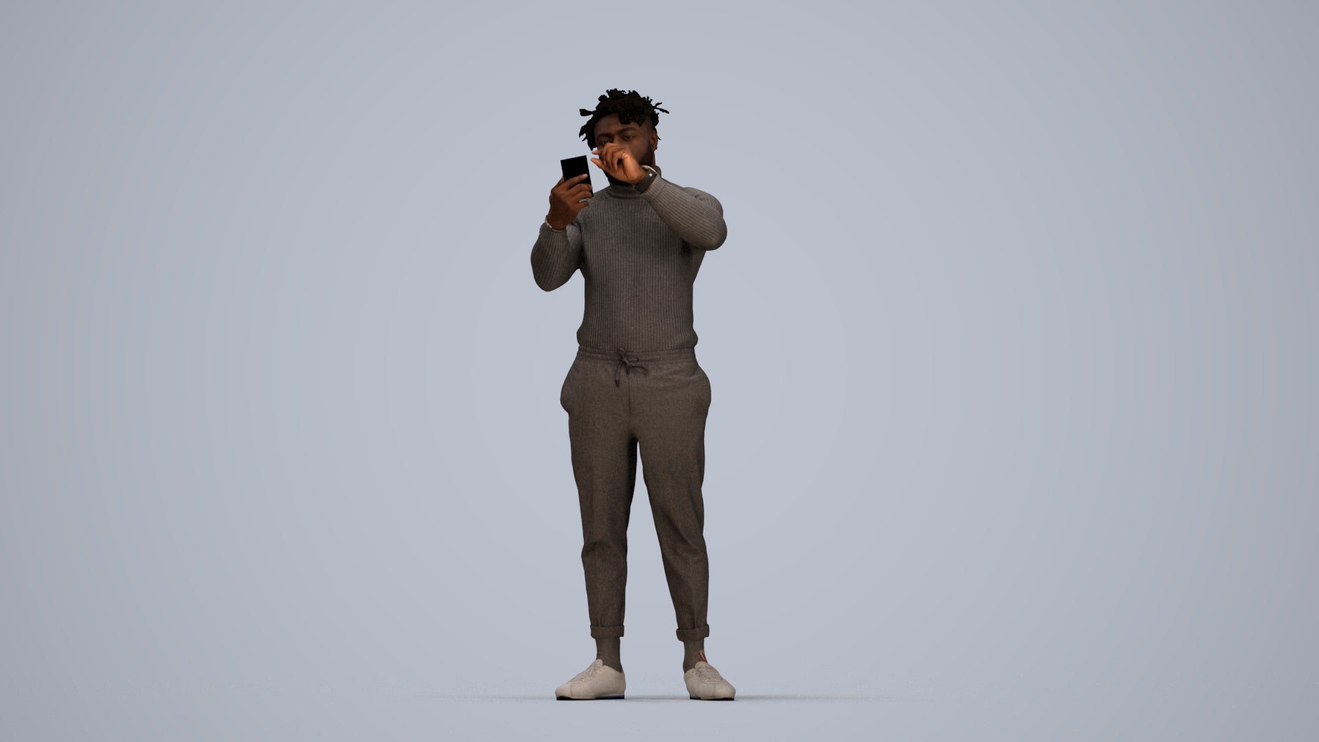 photogrammetry 3D man casual standing, realistic human model archviz FBX, top-down view render