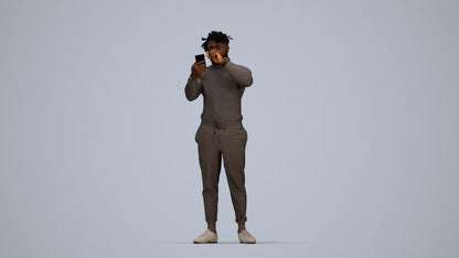 photogrammetry 3D man casual standing, realistic human model archviz FBX, top-down view render