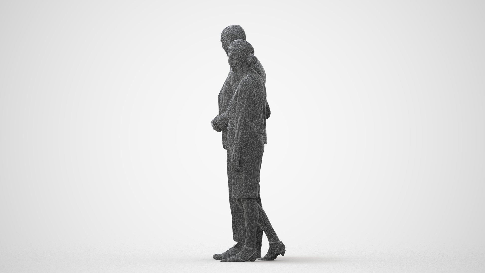 realistic 3D human senior woman business kids, archviz people FBX OBJ for Blender, square thumbnail
