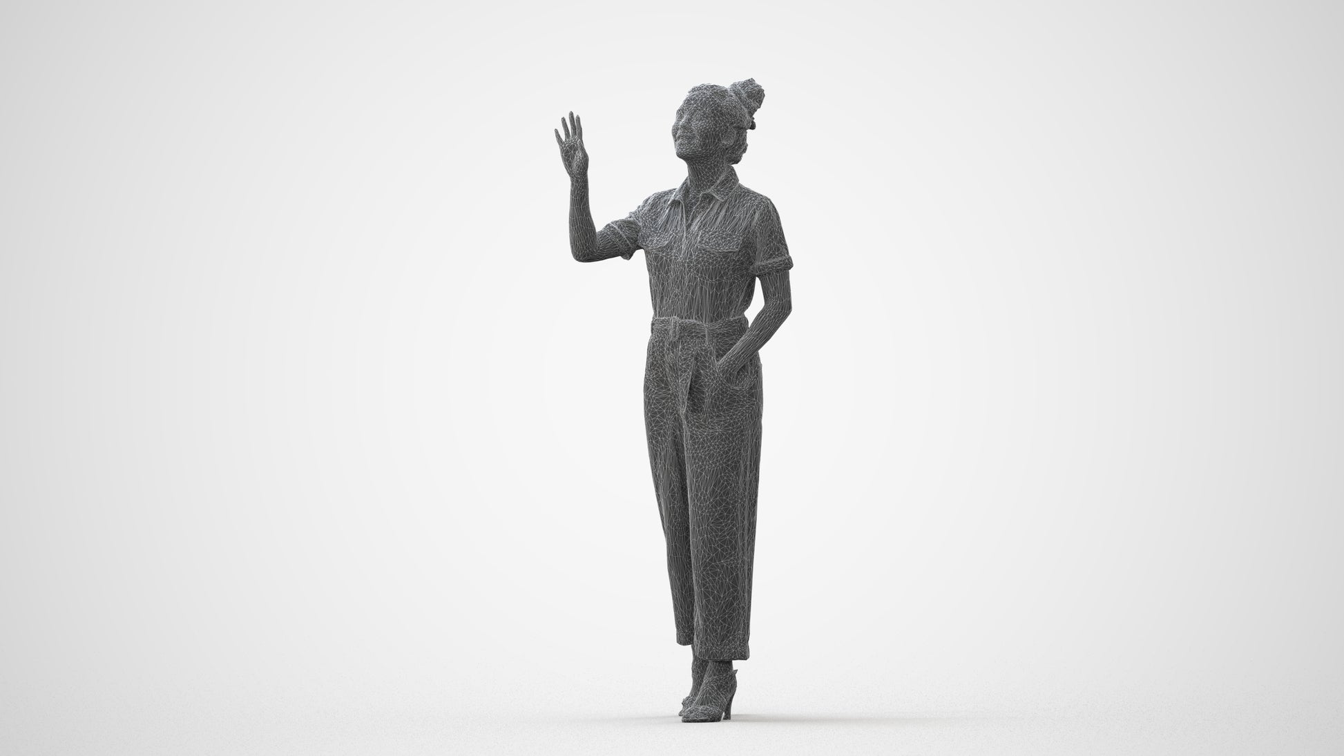 photogrammetry 3D woman business standing, realistic human model archviz FBX, square thumbnail