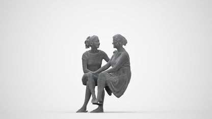 3D people model woman casual couple, scanned human for 3ds Max rendering, wireframe back view