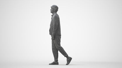 scanned 3D man casual walking, photogrammetry people for Enscape and V-Ray, square thumbnail