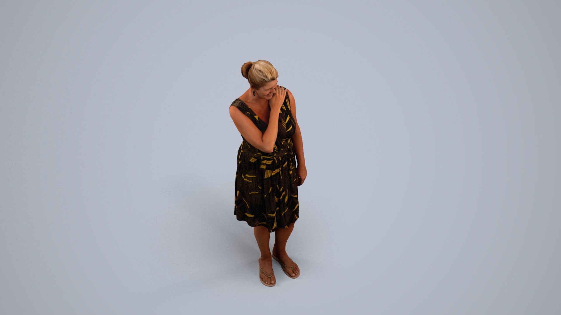 realistic 3D people woman casual standing, render-ready for V-Ray and Corona, FBX OBJ, back view render