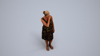realistic 3D people woman casual standing, render-ready for V-Ray and Corona, FBX OBJ, back view render