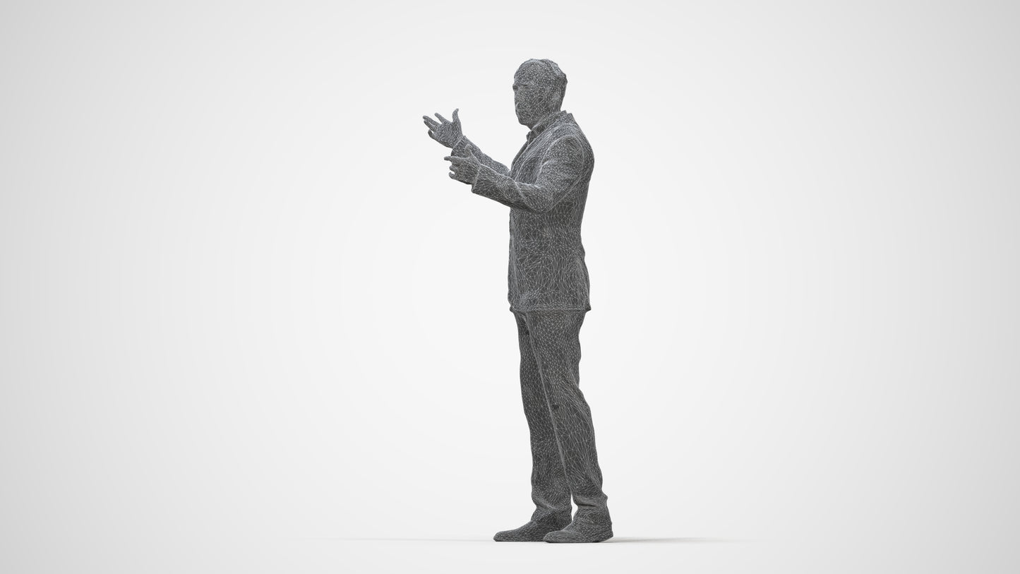 realistic 3D people man business, render-ready for V-Ray and Corona, FBX OBJ, wireframe back view