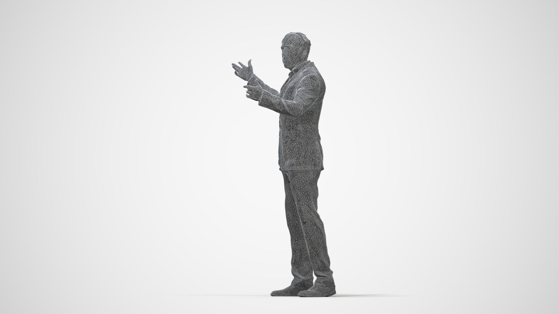 realistic 3D people man business, render-ready for V-Ray and Corona, FBX OBJ, wireframe back view