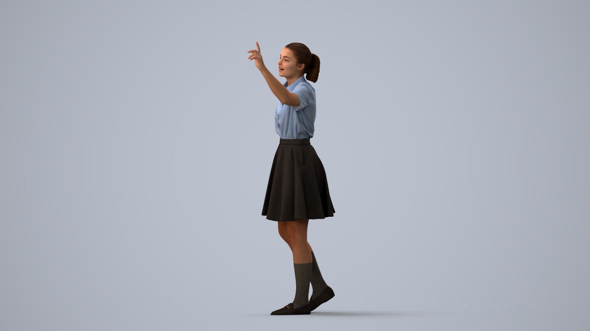 realistic 3D people girl kids, render-ready for V-Ray and Corona, FBX OBJ, three-quarter view render