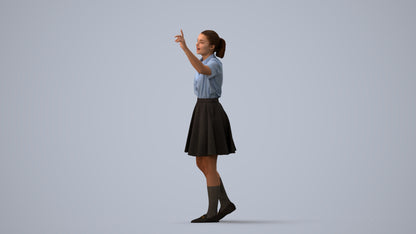 realistic 3D people girl kids, render-ready for V-Ray and Corona, FBX OBJ, three-quarter view render
