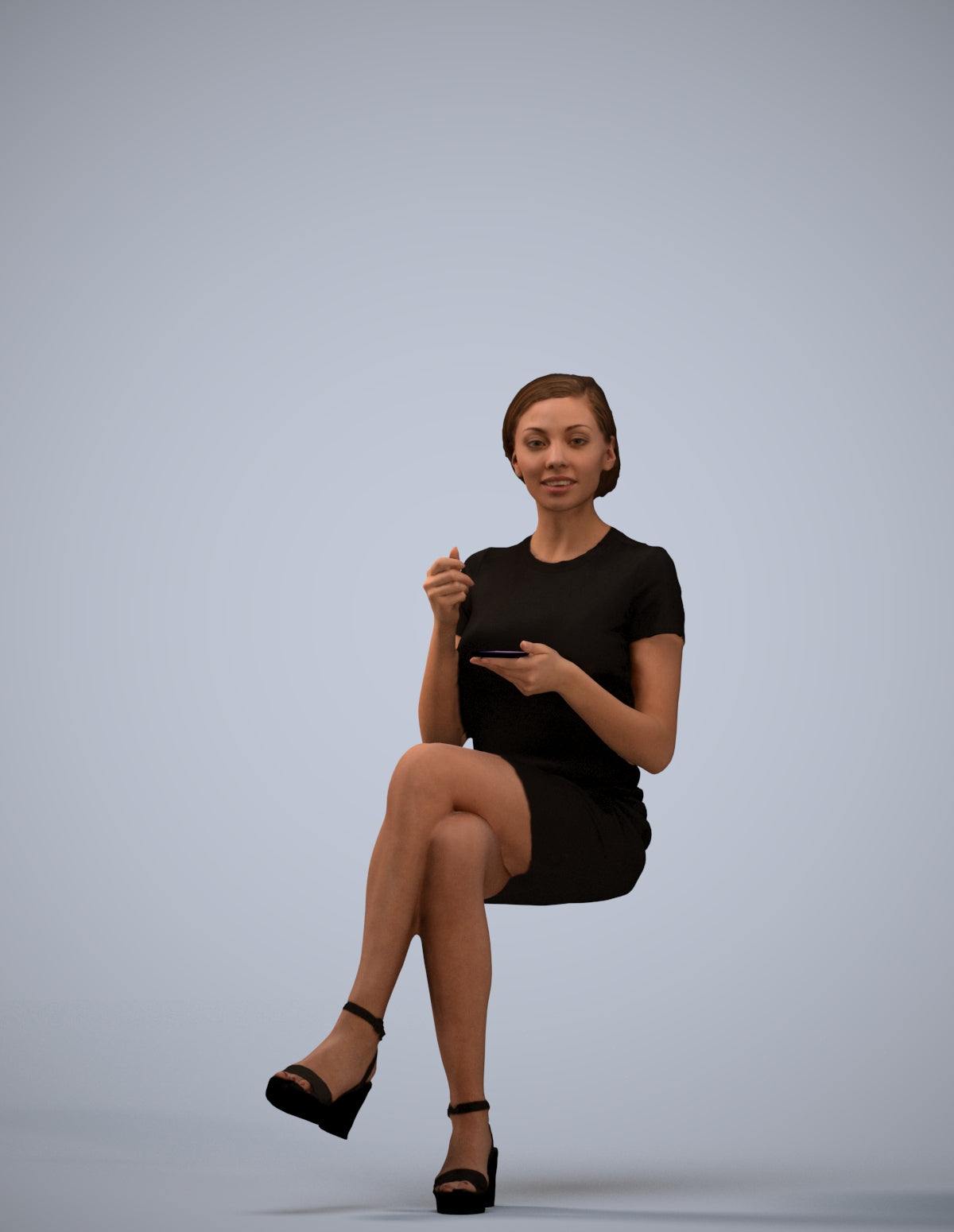 realistic 3D people woman business sitting, render-ready for V-Ray and Corona, FBX OBJ