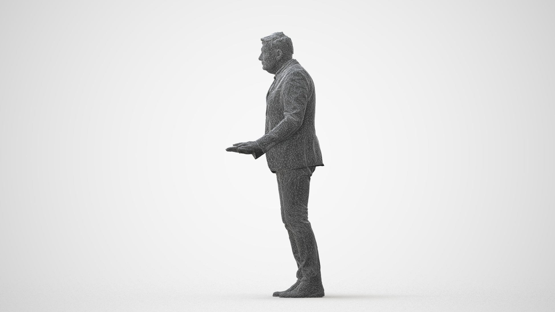 3D people model man business standing, scanned human for 3ds Max rendering, square thumbnail