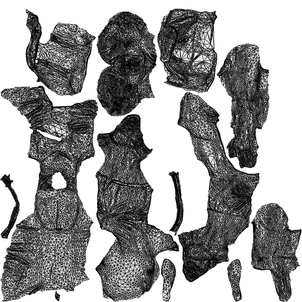 3D scanned senior woman sitting casual, photorealistic archviz people for Enscape and SketchUp, wireframe top-down view