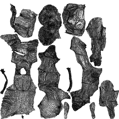 3D scanned senior woman sitting casual, photorealistic archviz people for Enscape and SketchUp, wireframe top-down view