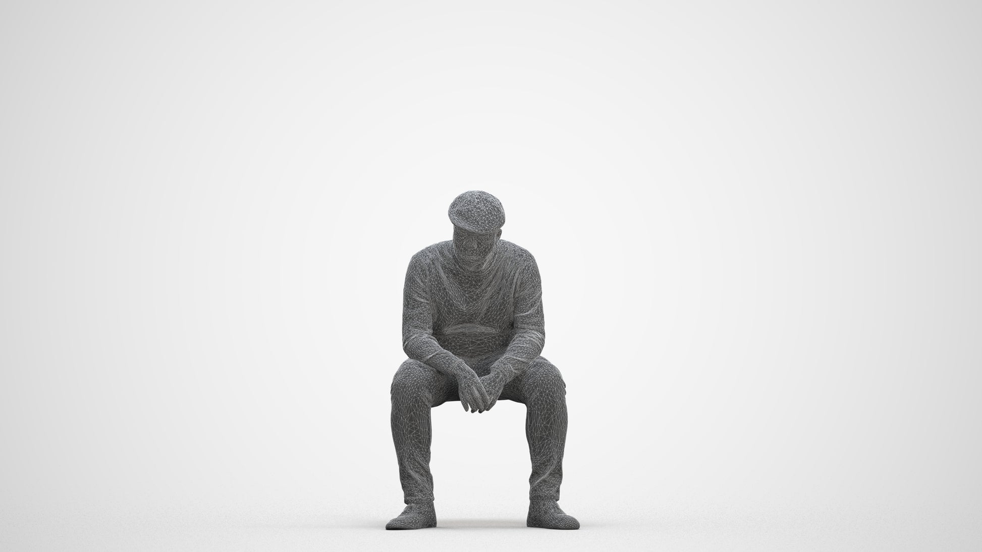 realistic 3D man casual sitting, scanned archviz people for Blender and 3ds Max, three-quarter front view render
