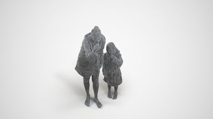 realistic 3D girl kids, scanned archviz people for Blender and 3ds Max, wireframe three-quarter view