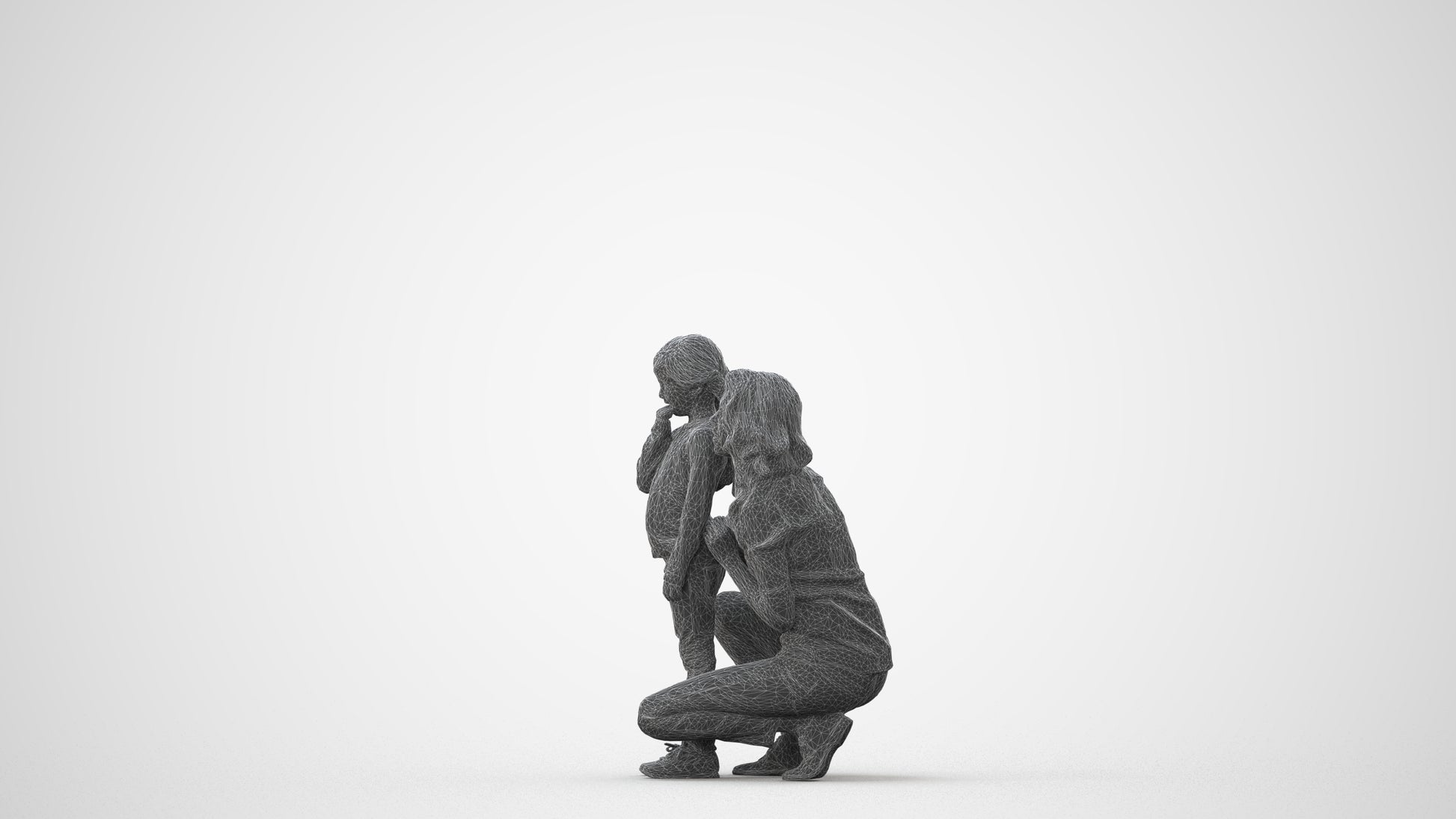 realistic 3D human girl casual kids, archviz people FBX OBJ for Blender, square thumbnail