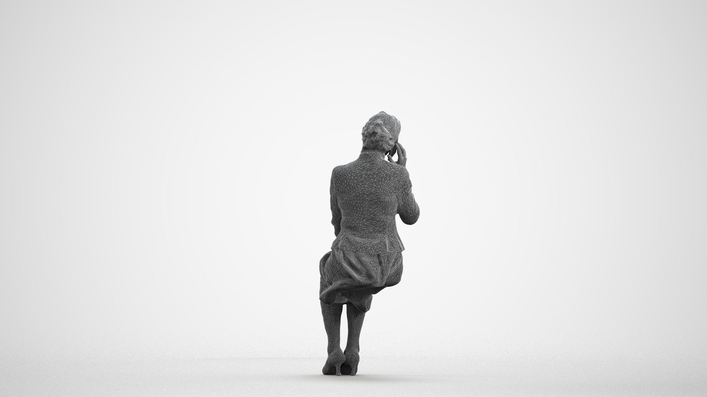 realistic 3D human senior woman business, archviz people FBX OBJ for Blender, wireframe front view