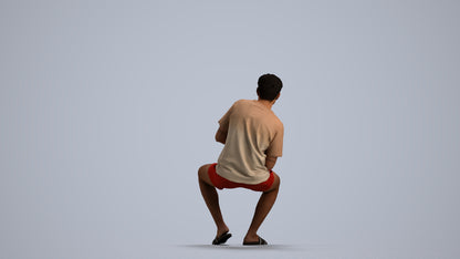 realistic 3D human man casual sitting, archviz people FBX OBJ for Blender, front view render
