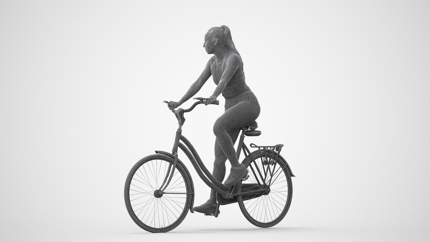 realistic 3D people woman sport cycling, render-ready for V-Ray and Corona, FBX OBJ, square thumbnail