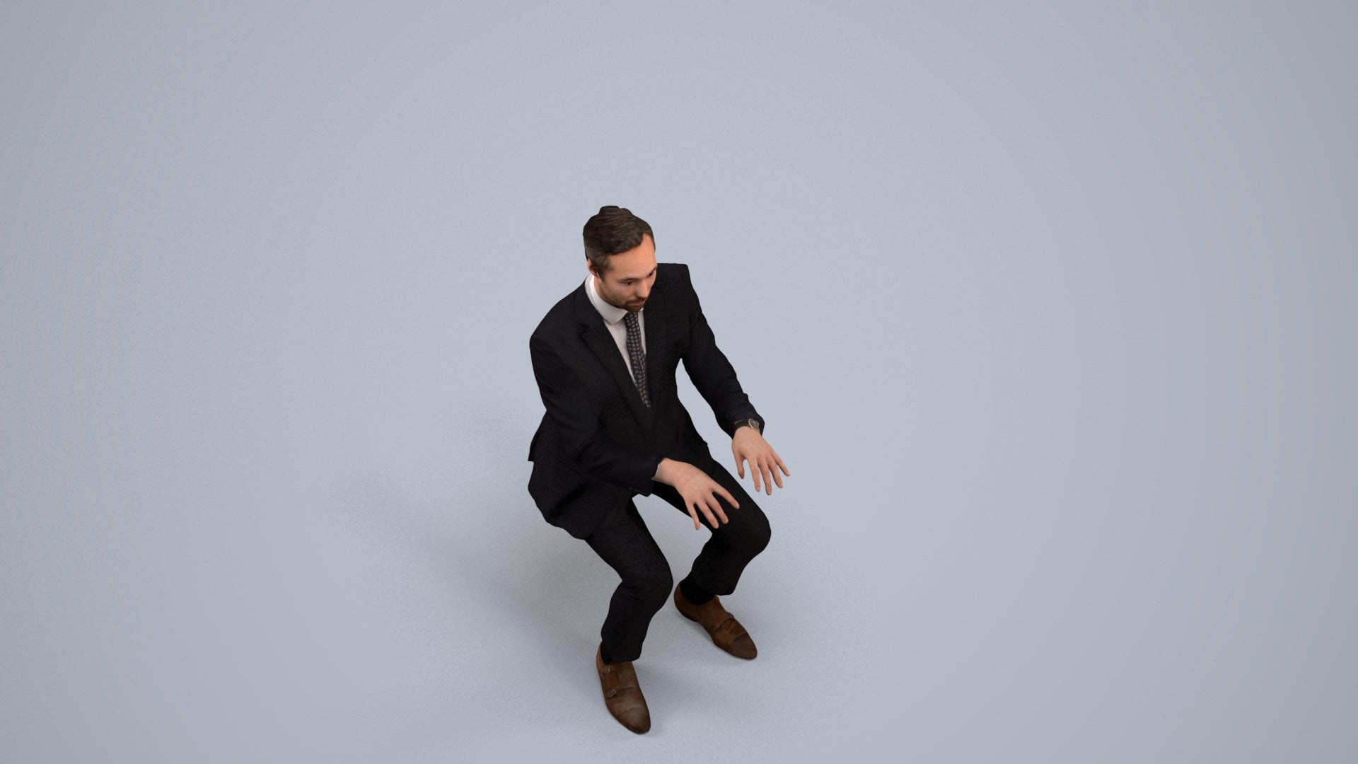 realistic 3D man formal business, scanned archviz people for Blender and 3ds Max, back view render