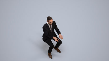 realistic 3D man formal business, scanned archviz people for Blender and 3ds Max, back view render