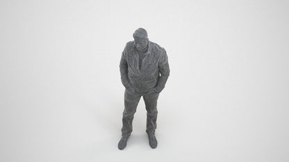 3D people model man casual standing, scanned human for 3ds Max rendering, wireframe three-quarter view