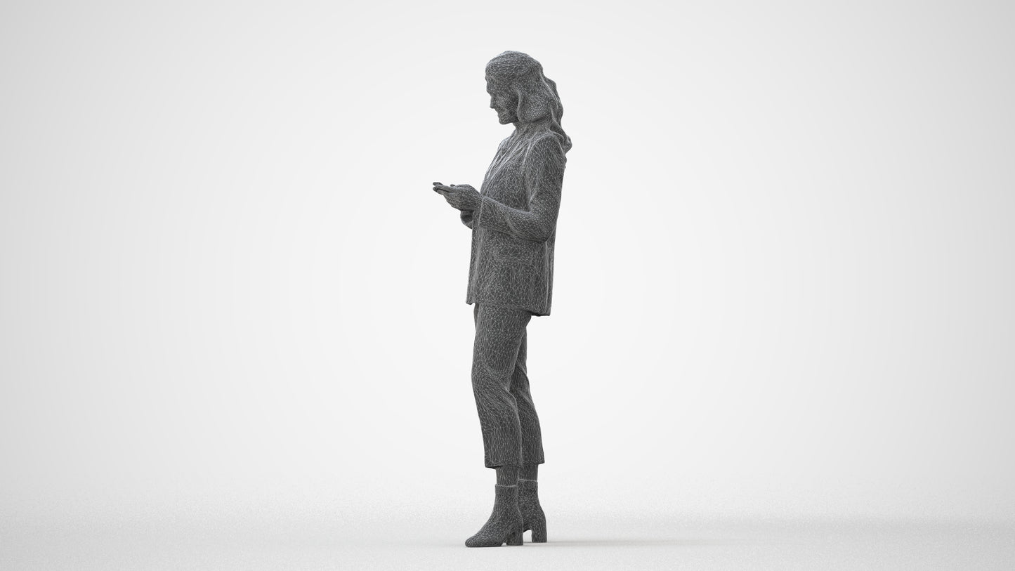 3D human model woman business, photogrammetry scanned person for archviz, square thumbnail