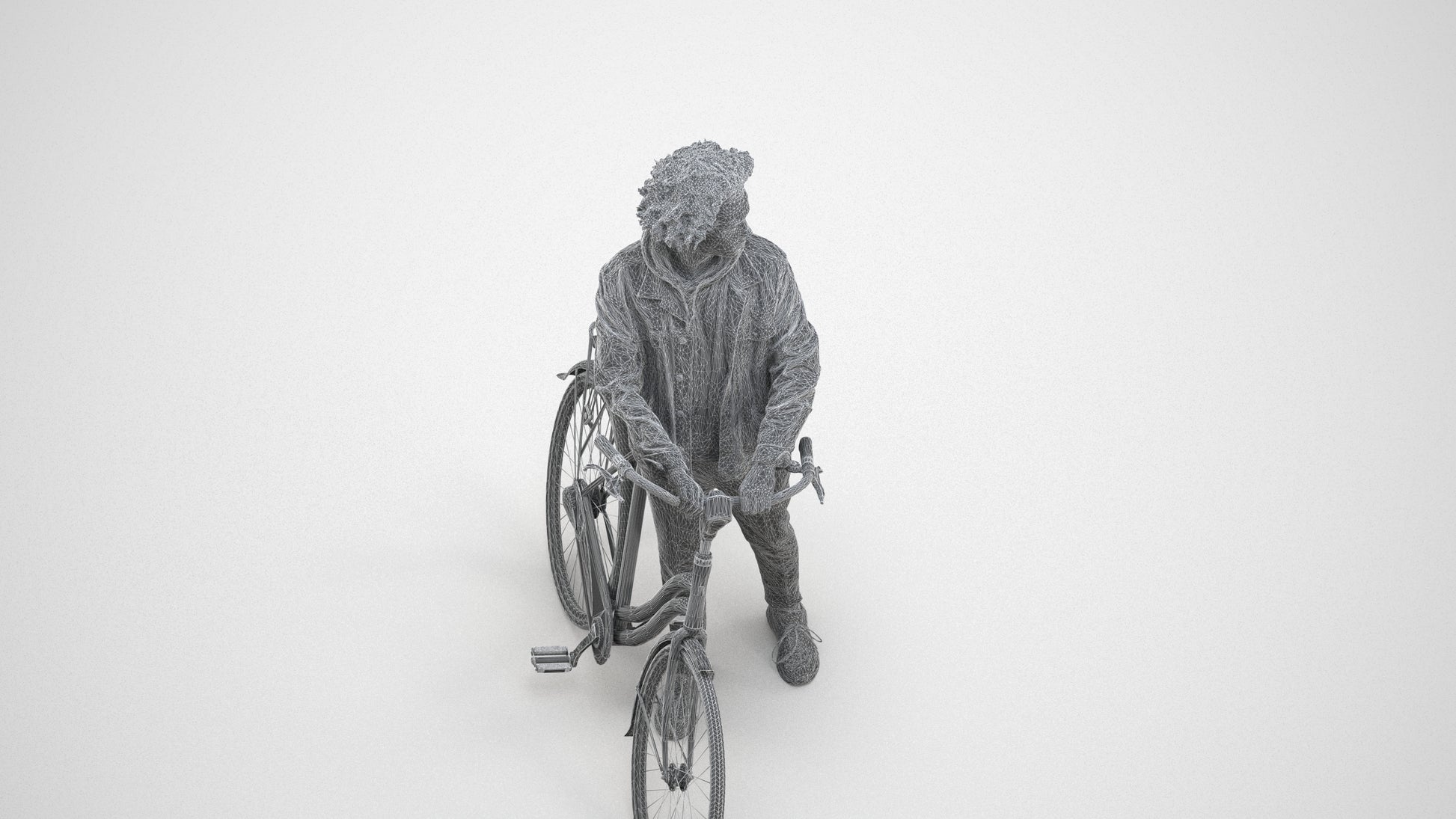 photogrammetry 3D man casual shopping, realistic human model archviz FBX, wireframe three-quarter view
