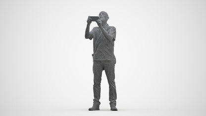 3D people model senior man casual standing, scanned human for 3ds Max rendering, three-quarter front view render
