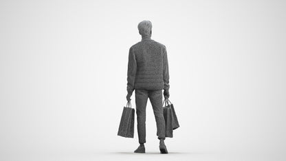 3D human model man casual formal, photogrammetry scanned person for archviz, wireframe front view