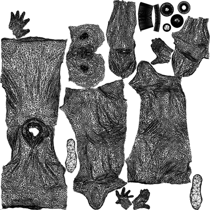 3D scanned senior man standing casual, photorealistic archviz people for Enscape and SketchUp, wireframe top-down view