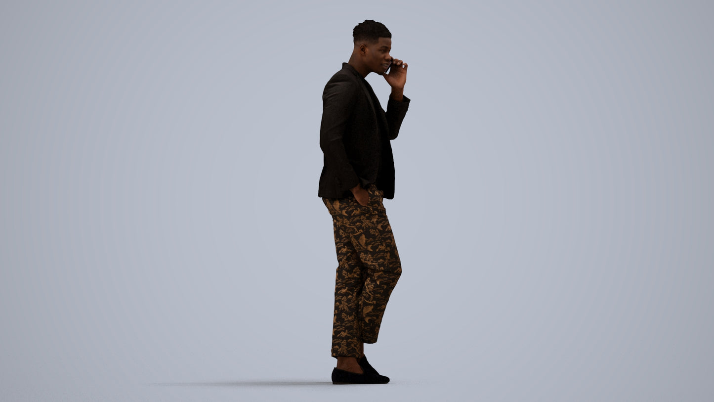 scanned 3D man formal formalaffairs, photogrammetry people for Enscape and V-Ray, side view render
