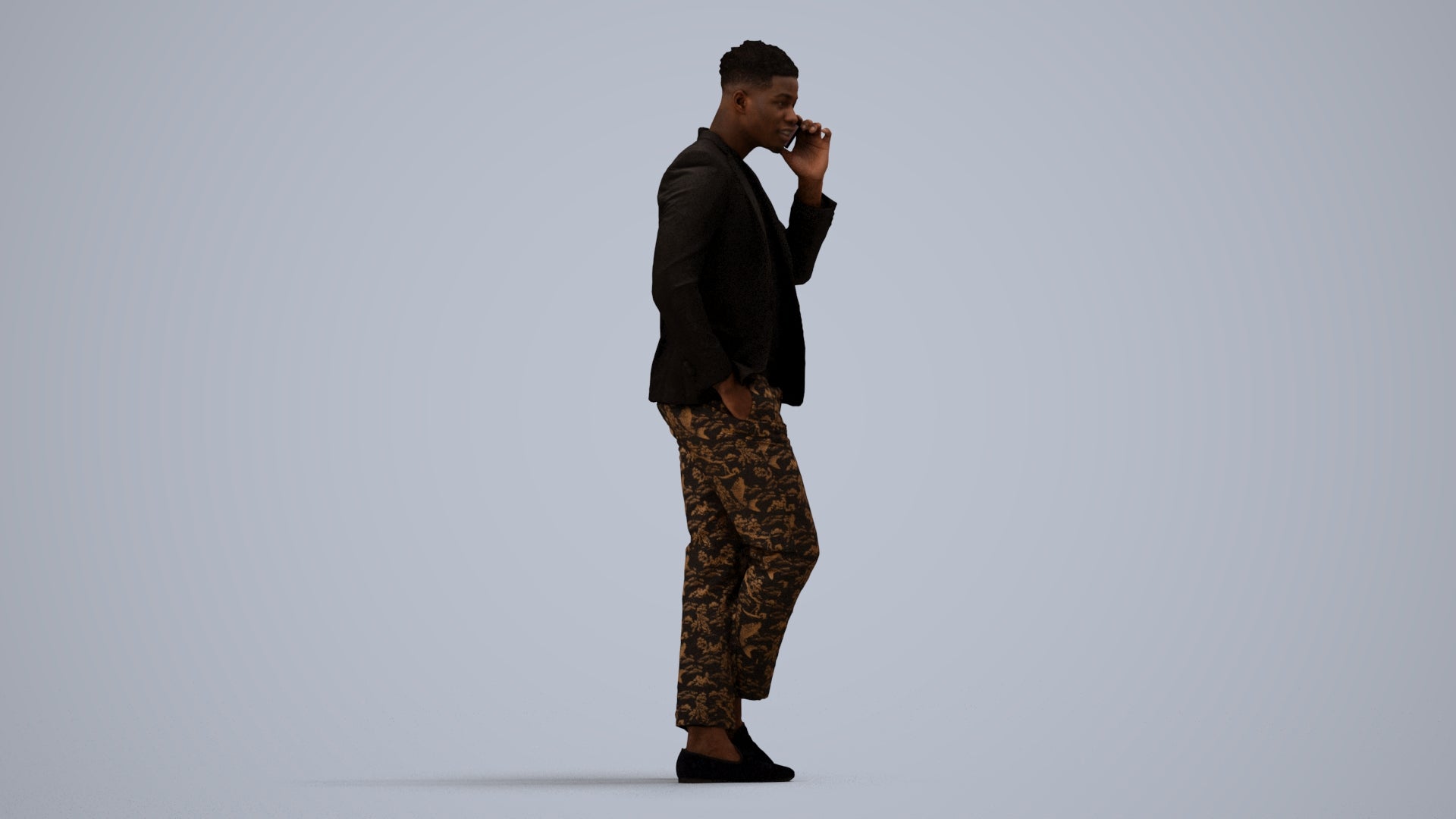 scanned 3D man formal formalaffairs, photogrammetry people for Enscape and V-Ray, side view render