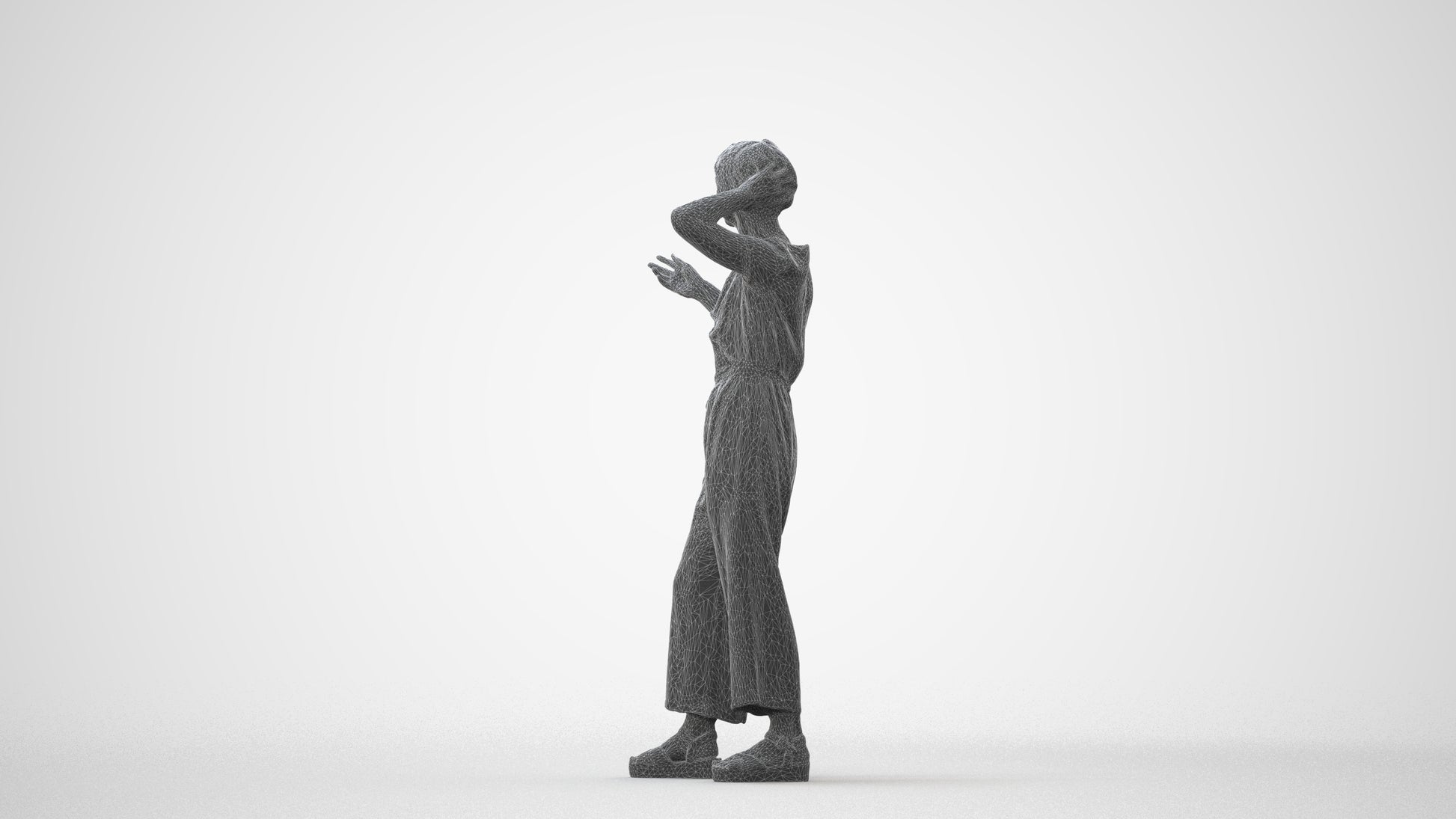 realistic 3D human senior woman casual standing, archviz people FBX OBJ for Blender, square thumbnail