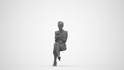 realistic 3D people woman casual sitting, render-ready for V-Ray and Corona, FBX OBJ, wireframe back view