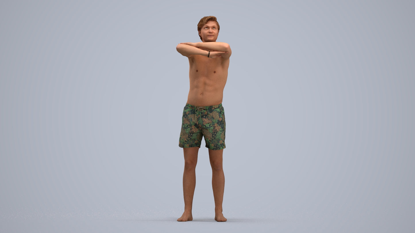 realistic 3D man pool, scanned archviz people for Blender and 3ds Max, standing pose render
