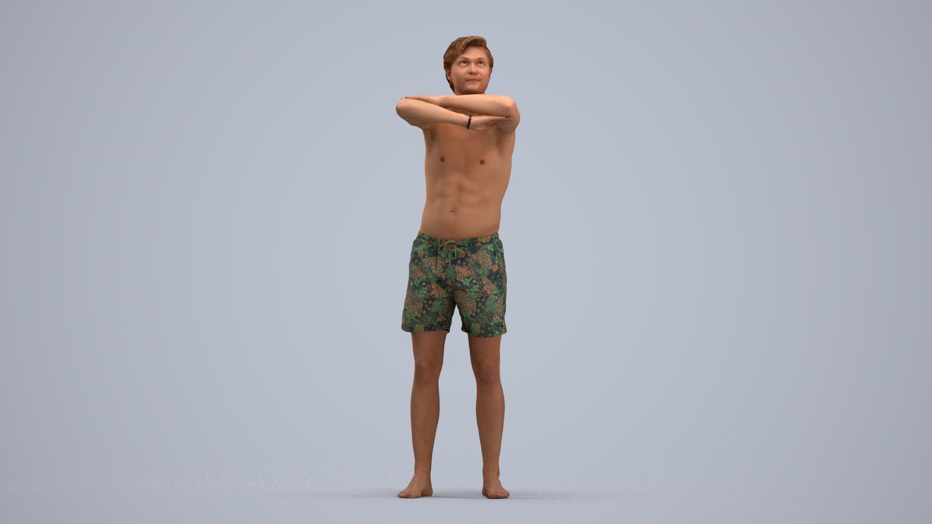 realistic 3D man pool, scanned archviz people for Blender and 3ds Max, standing pose render