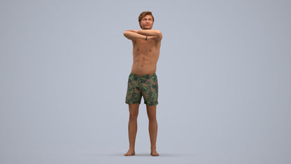 realistic 3D man pool, scanned archviz people for Blender and 3ds Max, standing pose render